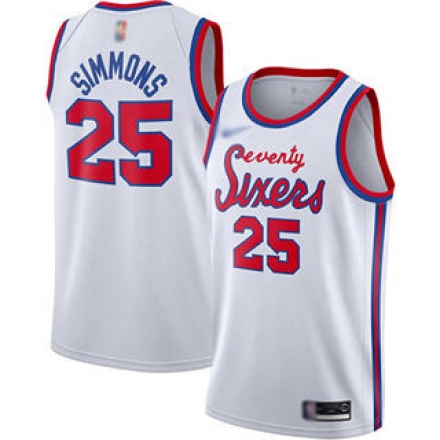 صالون Men's 76ers #25 Ben Simmons White Basketball Swingman Hardwood Classics  Jersey صالون